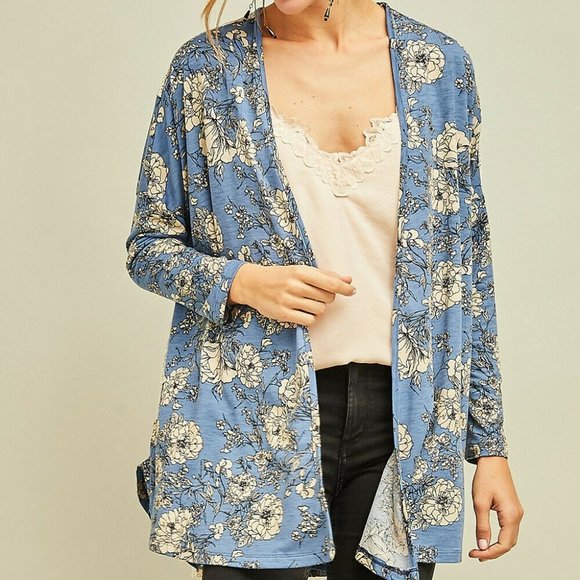 Entro Kimono Floral Lace Inset Cottage Granny Core Boho Cardigan - Picture 2 of 10